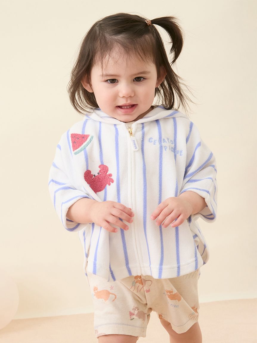 GELATO PIQUE KIDS & BABY「【BABY】【UVカット】ストライプパイルポンチョ」|その他ベビーウェア|