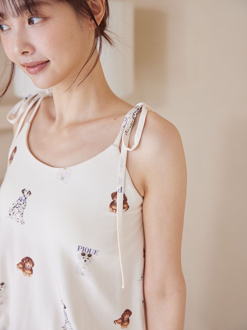 gelato pique「【接触冷感】ファッションCATS&DOGS柄カップインオールインワン」|ルームウェア|