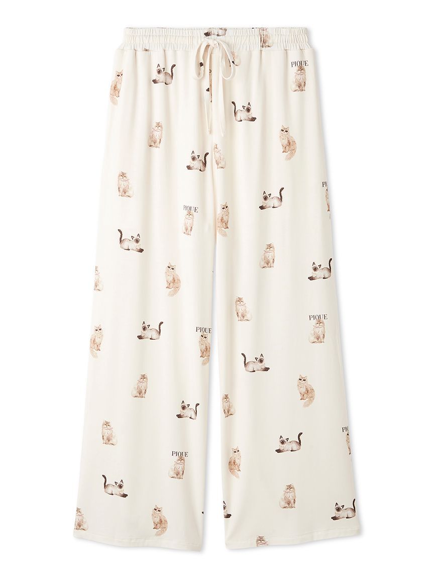 gelato pique「【接触冷感】ファッションCATS&DOGS柄ロングパンツ」|ルームウェア|