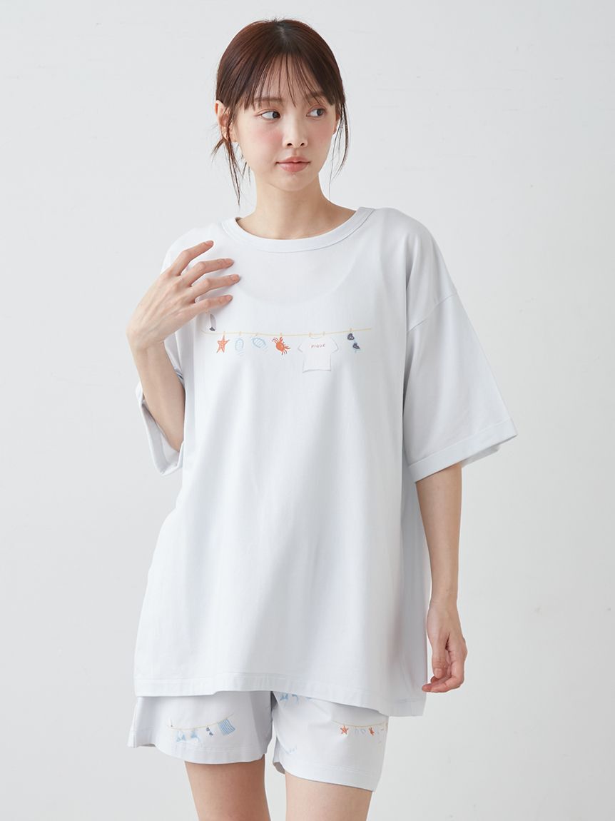 gelato pique「【抗菌防臭】サマーランドリーワンポイントBIGTシャツ」|ルームウェア|