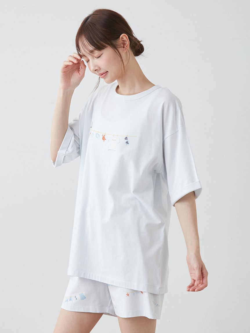 gelato pique「【抗菌防臭】サマーランドリーワンポイントBIGTシャツ」|ルームウェア|