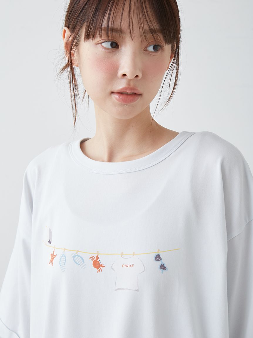 gelato pique「【抗菌防臭】サマーランドリーワンポイントBIGTシャツ」|ルームウェア|
