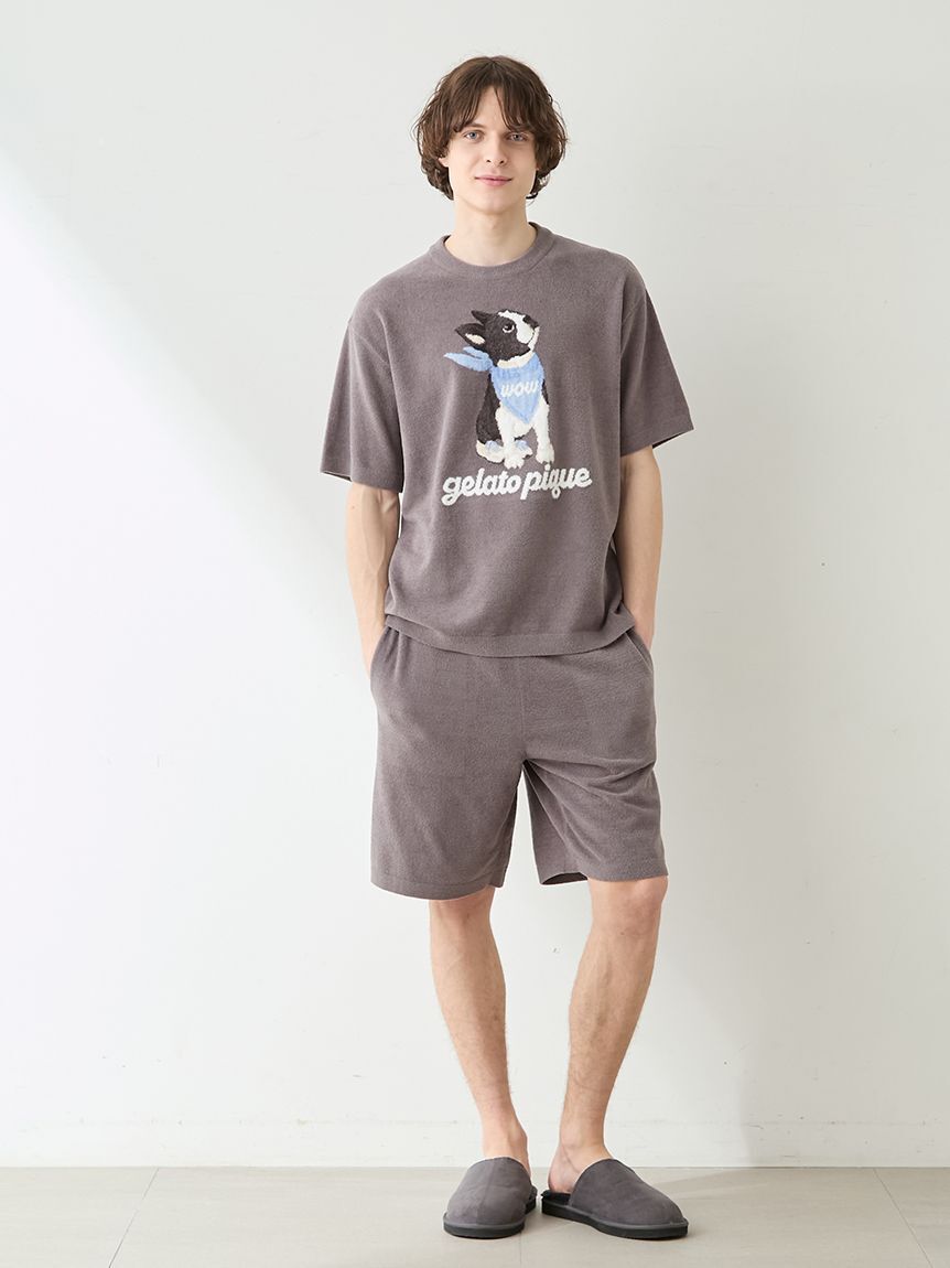 GELATO PIQUE HOMME「【ラッピング済み】【ONLINE限定】【HOMME】エアリーモコドッグジャガードプルオーバー&ハーフパンツセット」|ルームウェア|