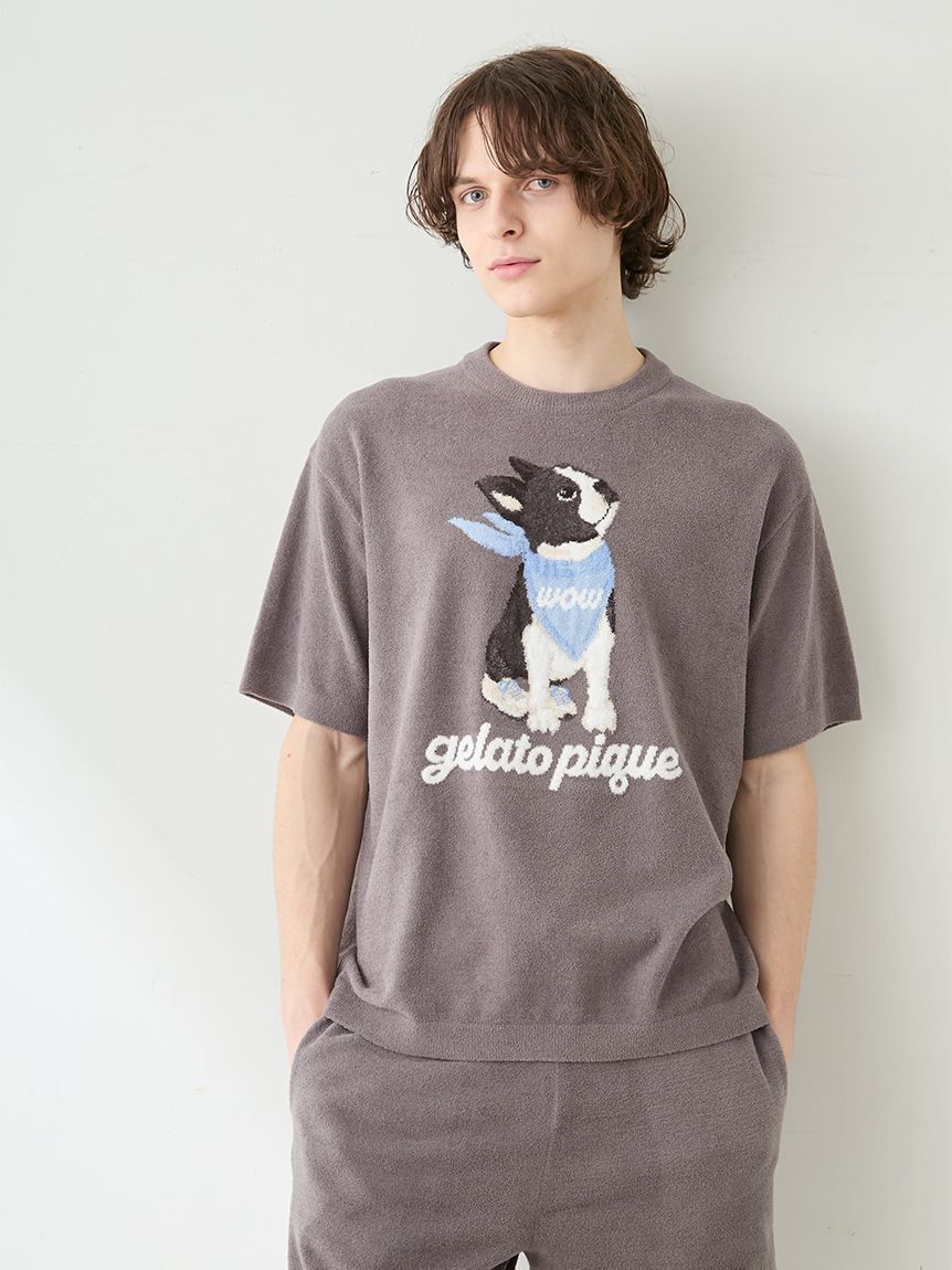 GELATO PIQUE HOMME「【ラッピング済み】【ONLINE限定】【HOMME】エアリーモコドッグジャガードプルオーバー&ハーフパンツセット」|ルームウェア|