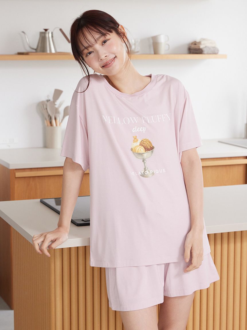gelato pique「【接触冷感】COOLレーヨンデザートロゴTシャツ」|ルームウェア|
