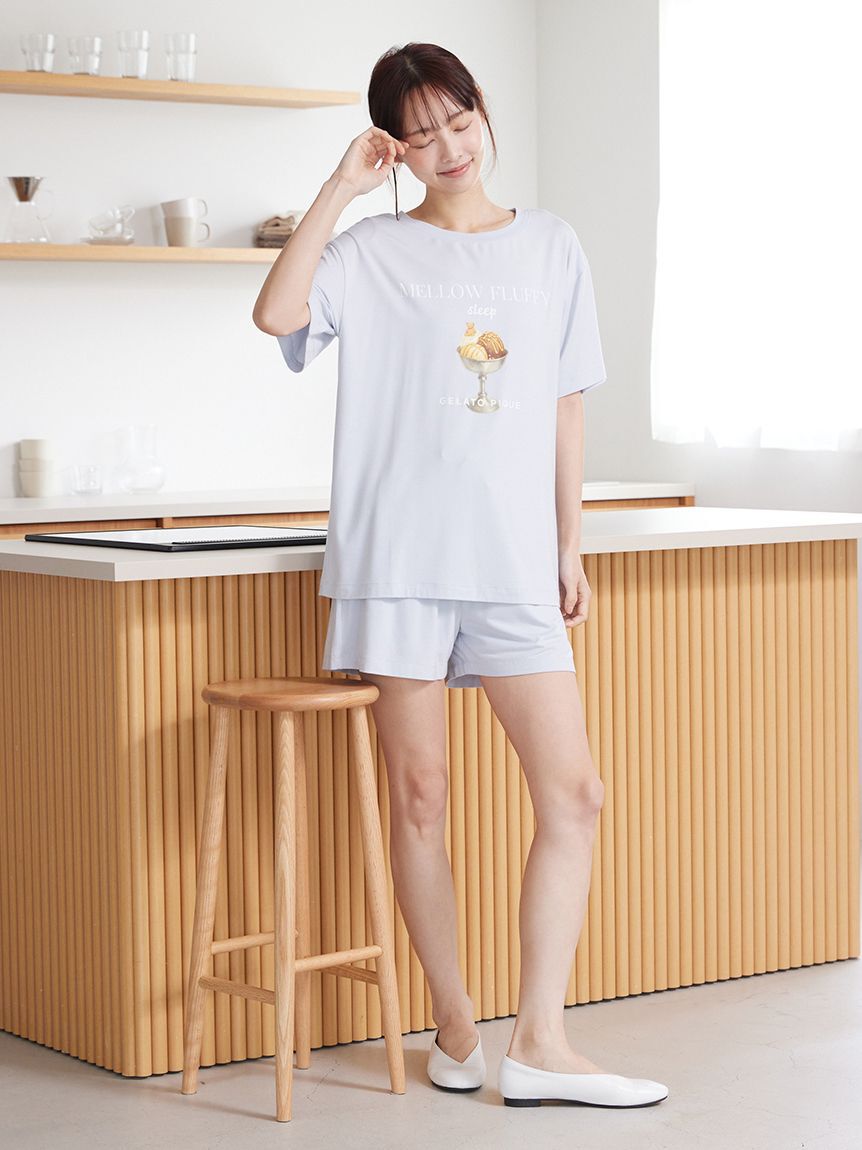 gelato pique「【接触冷感】COOLレーヨンデザートロゴTシャツ」|ルームウェア|