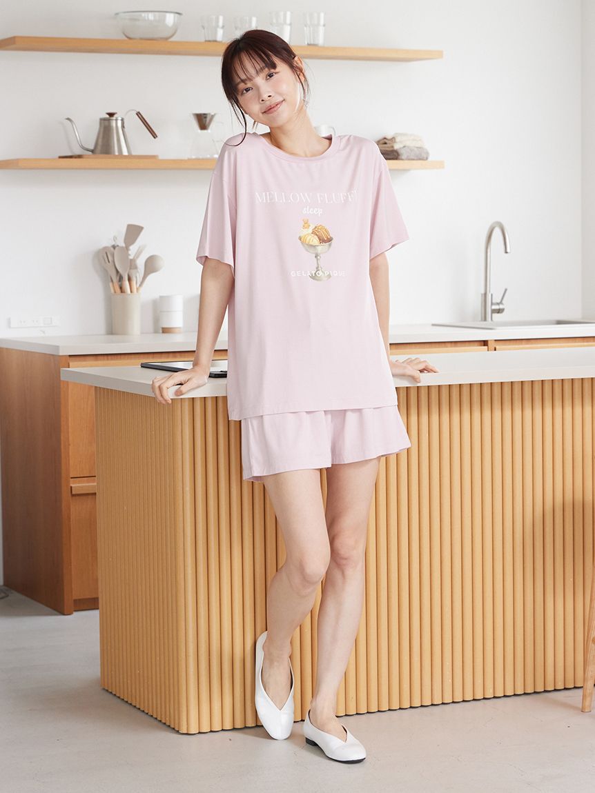 gelato pique「【接触冷感】COOLレーヨンデザートロゴTシャツ」|ルームウェア|