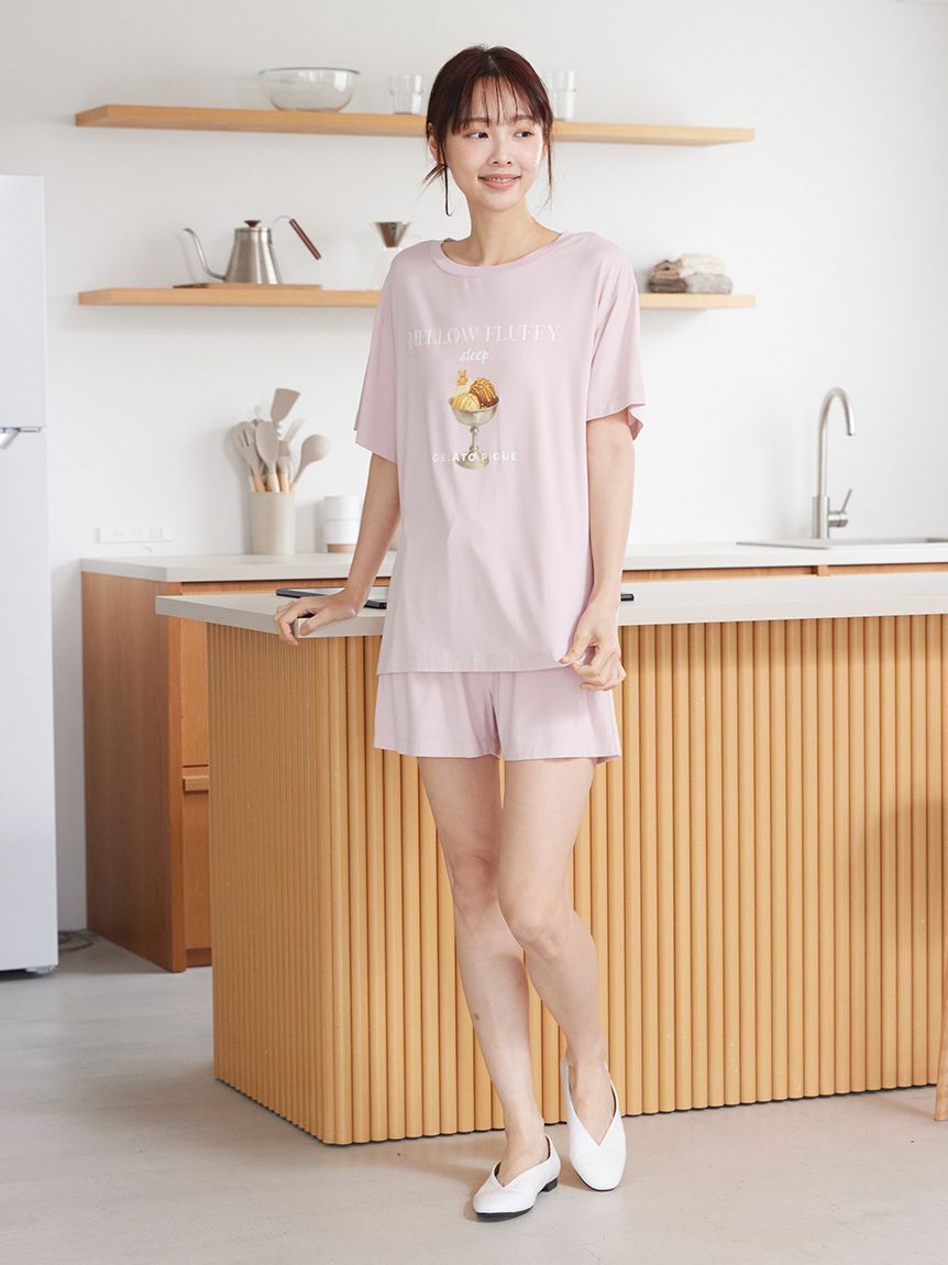 gelato pique「【接触冷感】COOLレーヨンデザートロゴTシャツ」|ルームウェア|