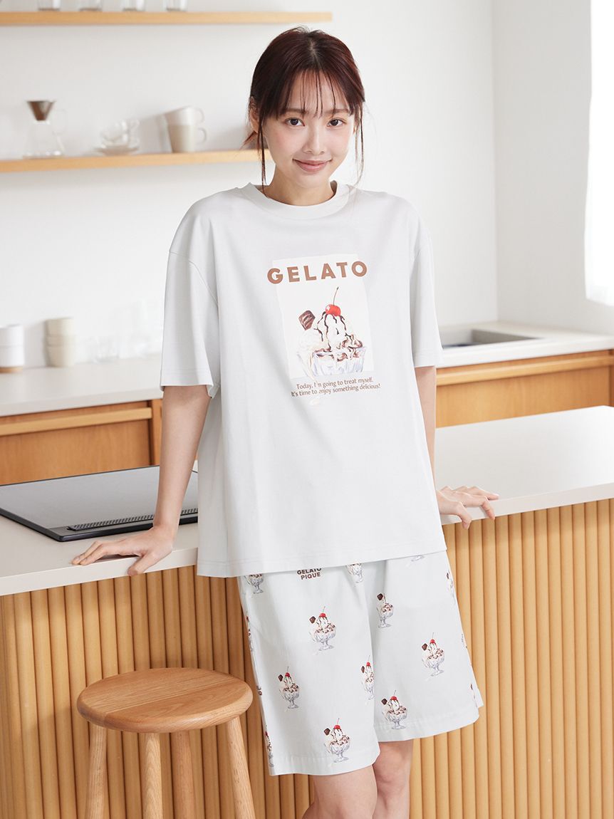 gelato pique「【UNISEX】 【接触冷感】HIGH CALORIE柄ハーフパンツ」|ルームウェア|