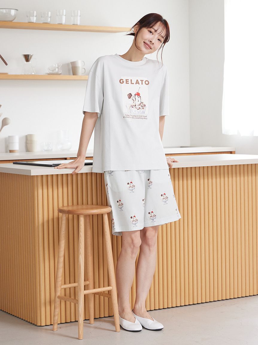 gelato pique「【UNISEX】 【接触冷感】HIGH CALORIE柄ハーフパンツ」|ルームウェア|
