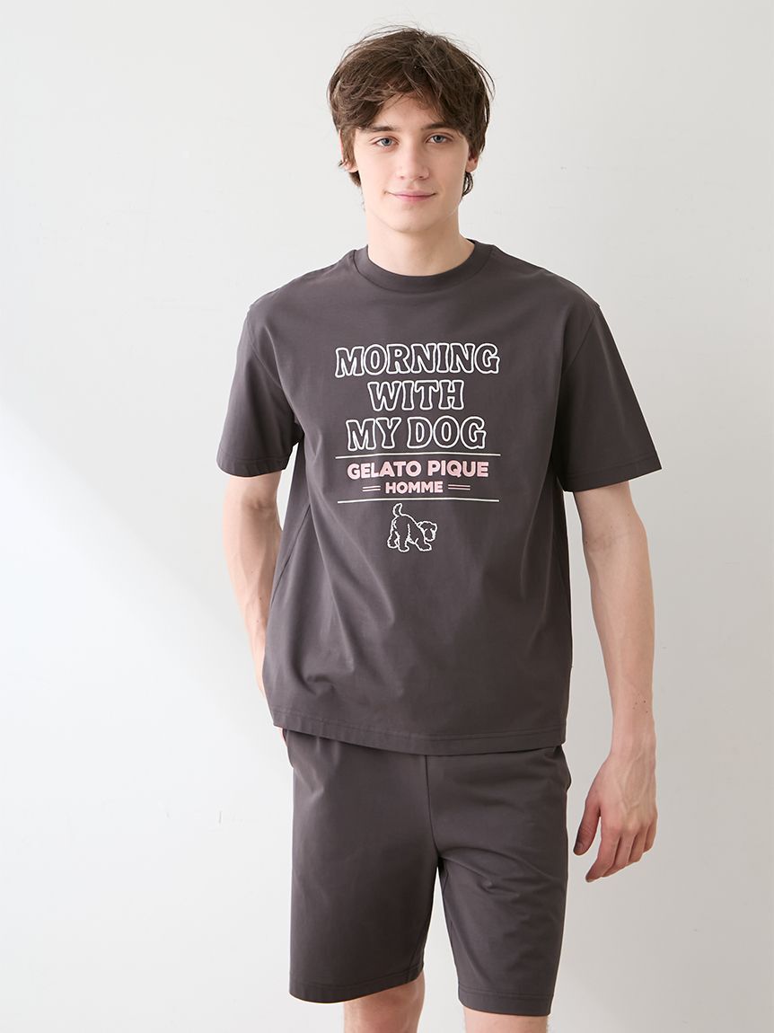 GELATO PIQUE HOMME「【HOMME】【接触冷感】モーニングドッグプリントTシャツ」|ルームウェア|