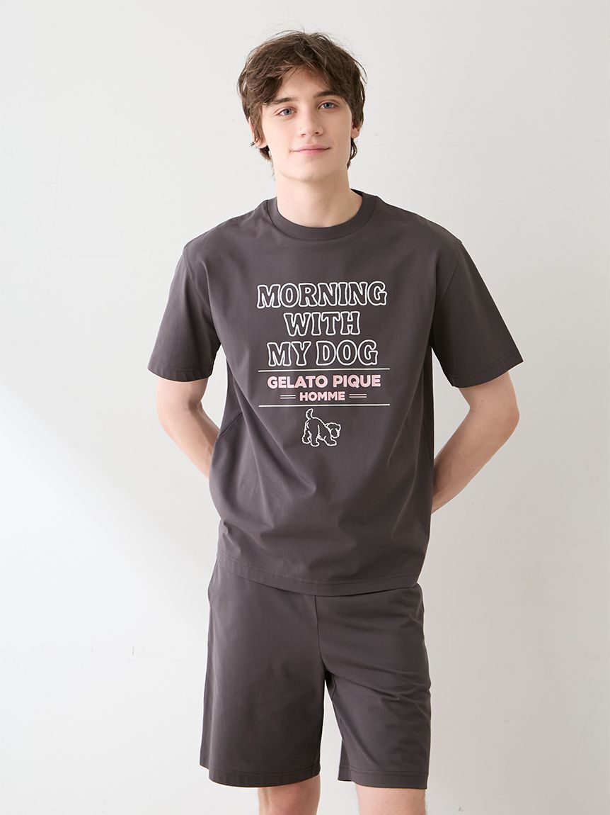 GELATO PIQUE HOMME「【HOMME】【接触冷感】モーニングドッグプリントTシャツ」|ルームウェア|
