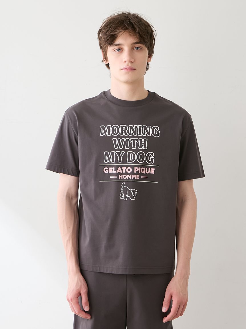 GELATO PIQUE HOMME「【HOMME】【接触冷感】モーニングドッグプリントTシャツ」|ルームウェア|
