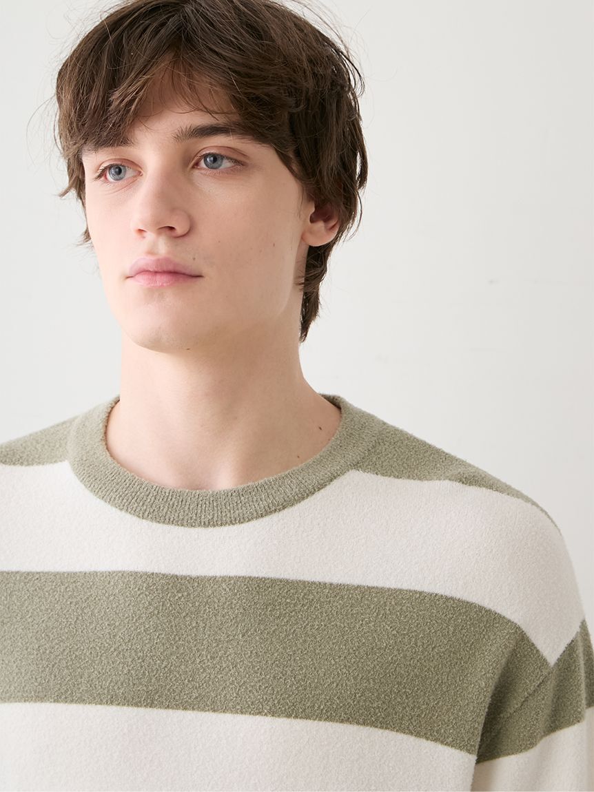 GELATO PIQUE HOMME「【HOMME】【接触冷感】【UVカット】スムーズィーliteクール2ボーダープルオーバー」|プルオーバー|
