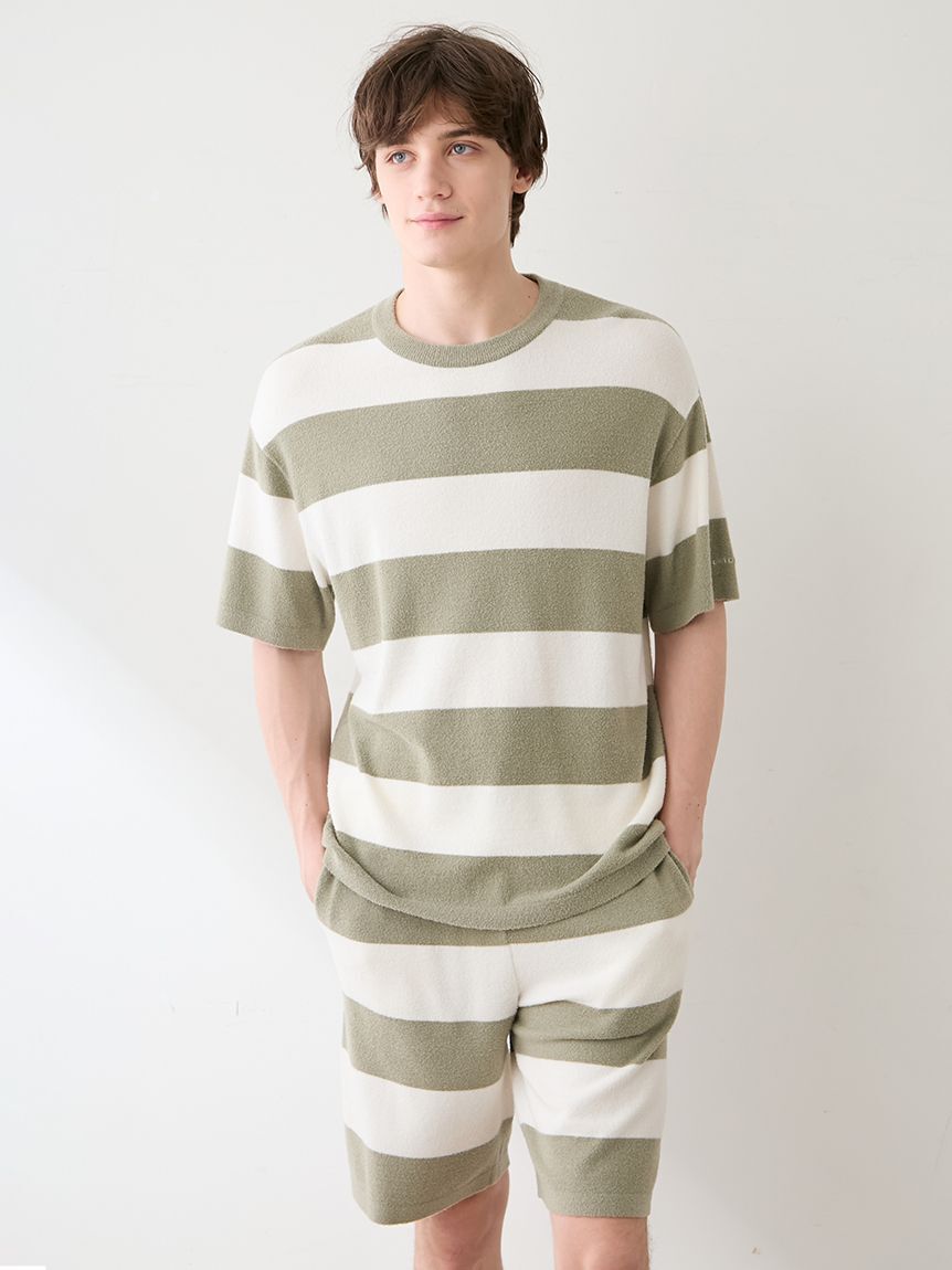 GELATO PIQUE HOMME「【HOMME】【接触冷感】【UVカット】スムーズィーliteクール2ボーダープルオーバー」|プルオーバー|