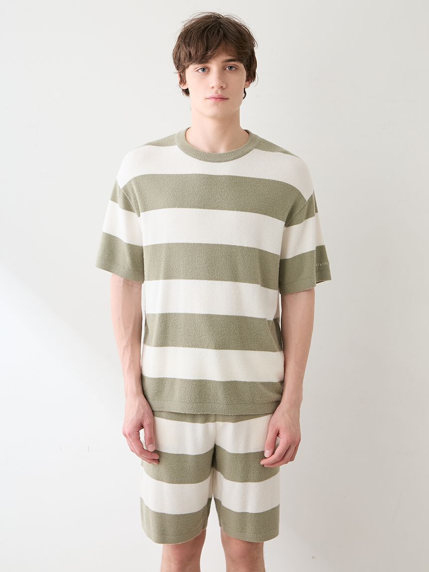 GELATO PIQUE HOMME「【HOMME】【接触冷感】【UVカット】スムーズィーliteクール2ボーダープルオーバー」|プルオーバー|