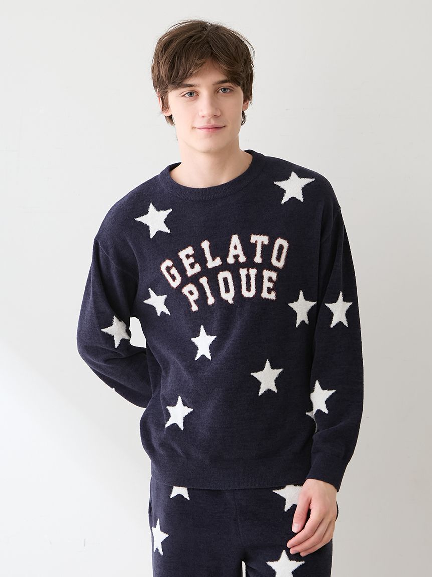 gelato pique「【UNISEX】エアリーモコカレッジスタージャガードプルオーバー」|ルームウェア|