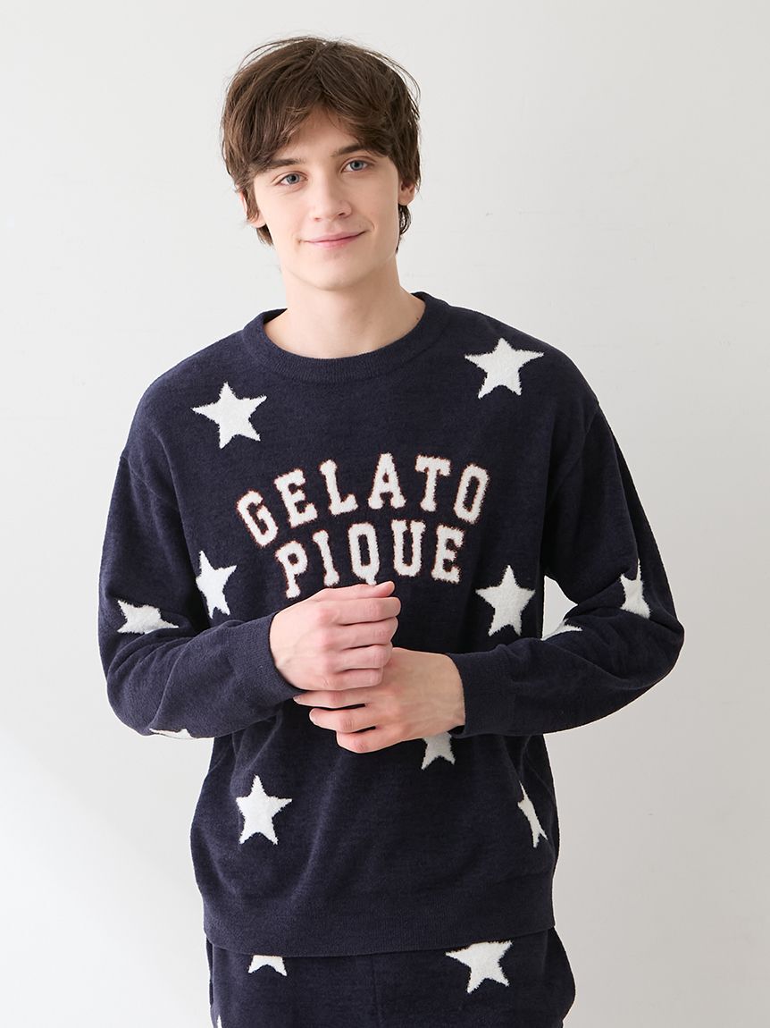 gelato pique「【UNISEX】エアリーモコカレッジスタージャガードプルオーバー」|ルームウェア|