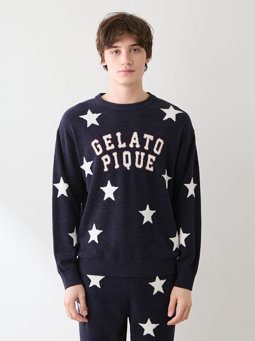 gelato pique「【UNISEX】エアリーモコカレッジスタージャガードプルオーバー」|ルームウェア|