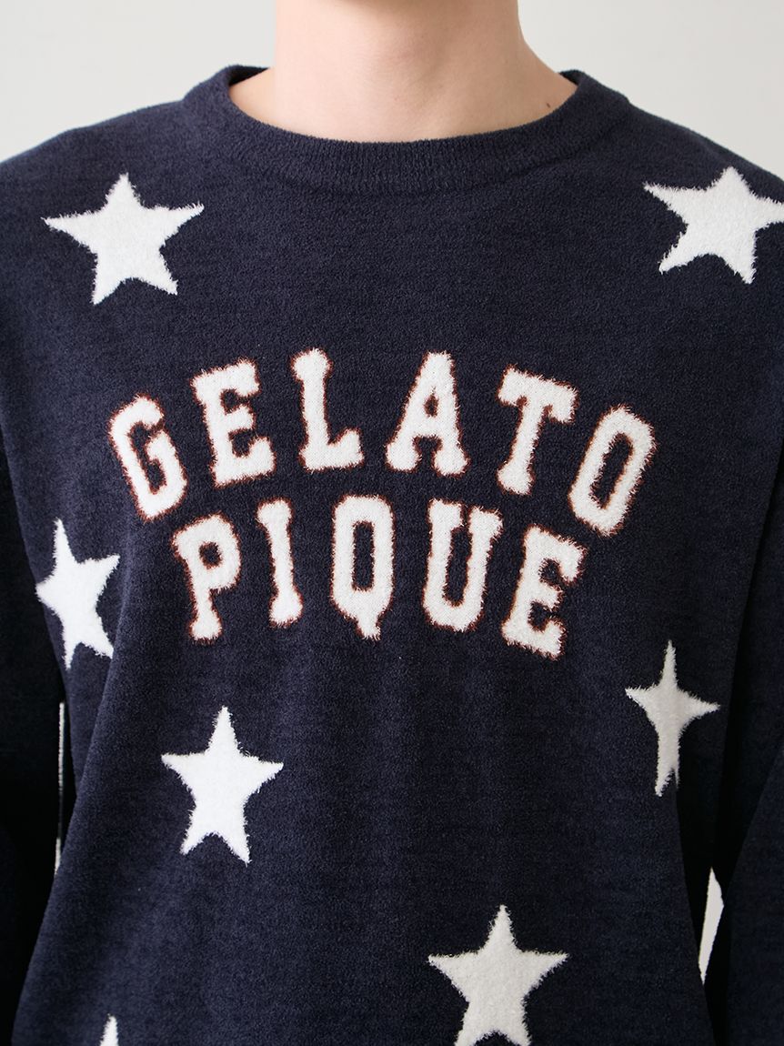 gelato pique「【UNISEX】エアリーモコカレッジスタージャガードプルオーバー」|ルームウェア|