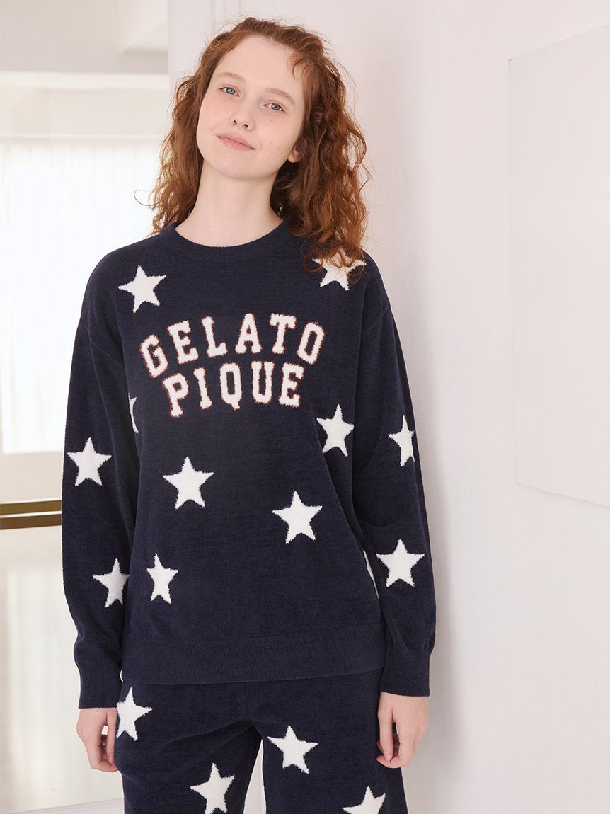 gelato pique「【UNISEX】エアリーモコカレッジスタージャガードプルオーバー」|ルームウェア|