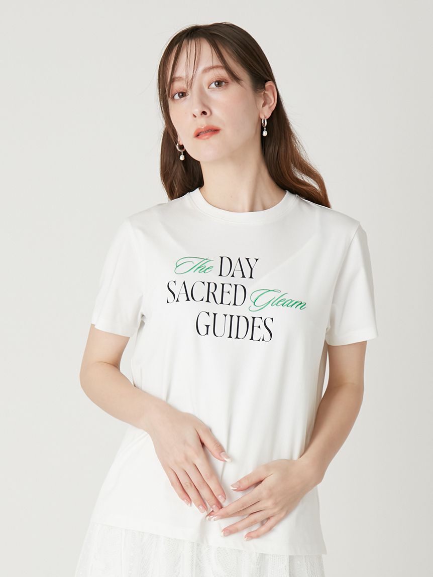 FRAY I.D「ロゴプリント刺繍Tシャツ／ウォッシャブル・防シワ」|Tシャツ・カットソー|