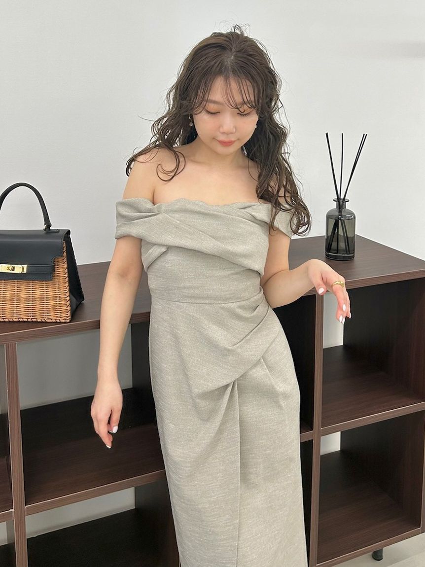 FRAY I.D「【00サイズあり】2wayオフショルドレープワンピース／ウォッシャブル・防シワ・抗ピリング」|ワンピース|
