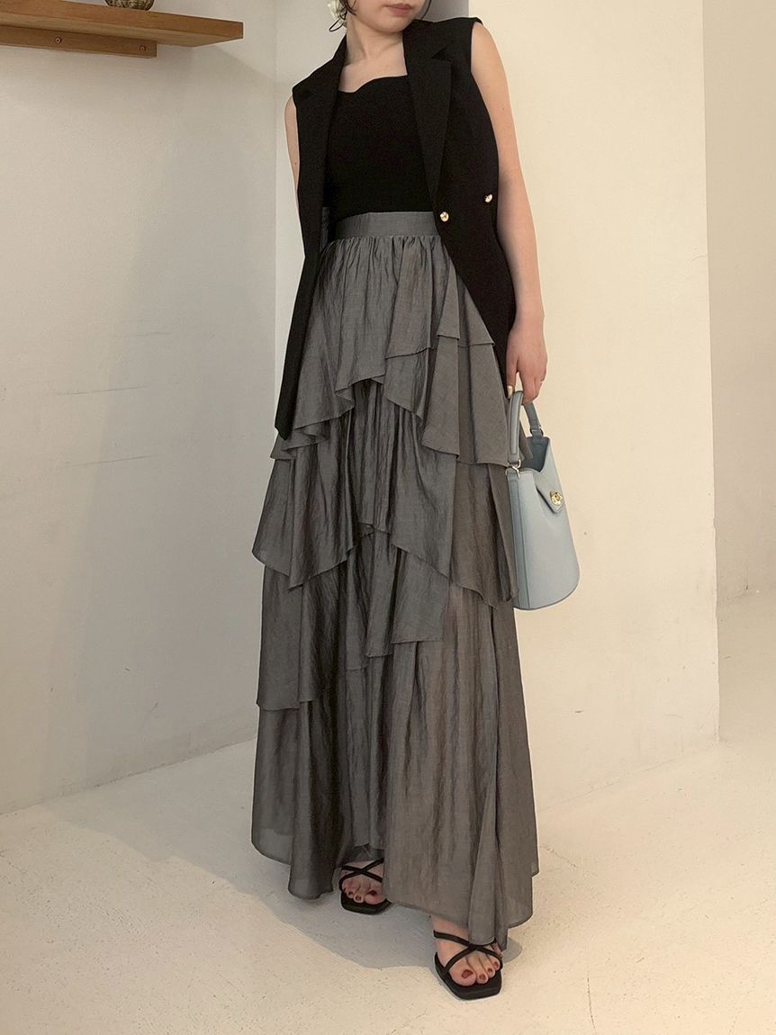 FRAY I.D「アシンメトリーティアードスカート」|スカート|GRY