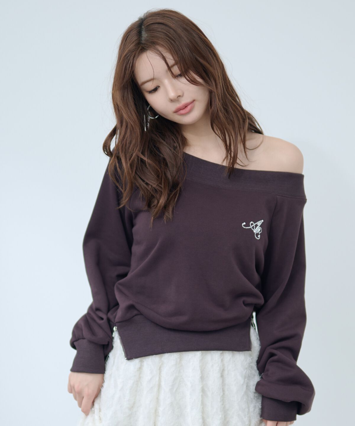 アンドクチュール「サイドジップオフショルスウェットプルオーバー」|Tシャツ・カットソー|