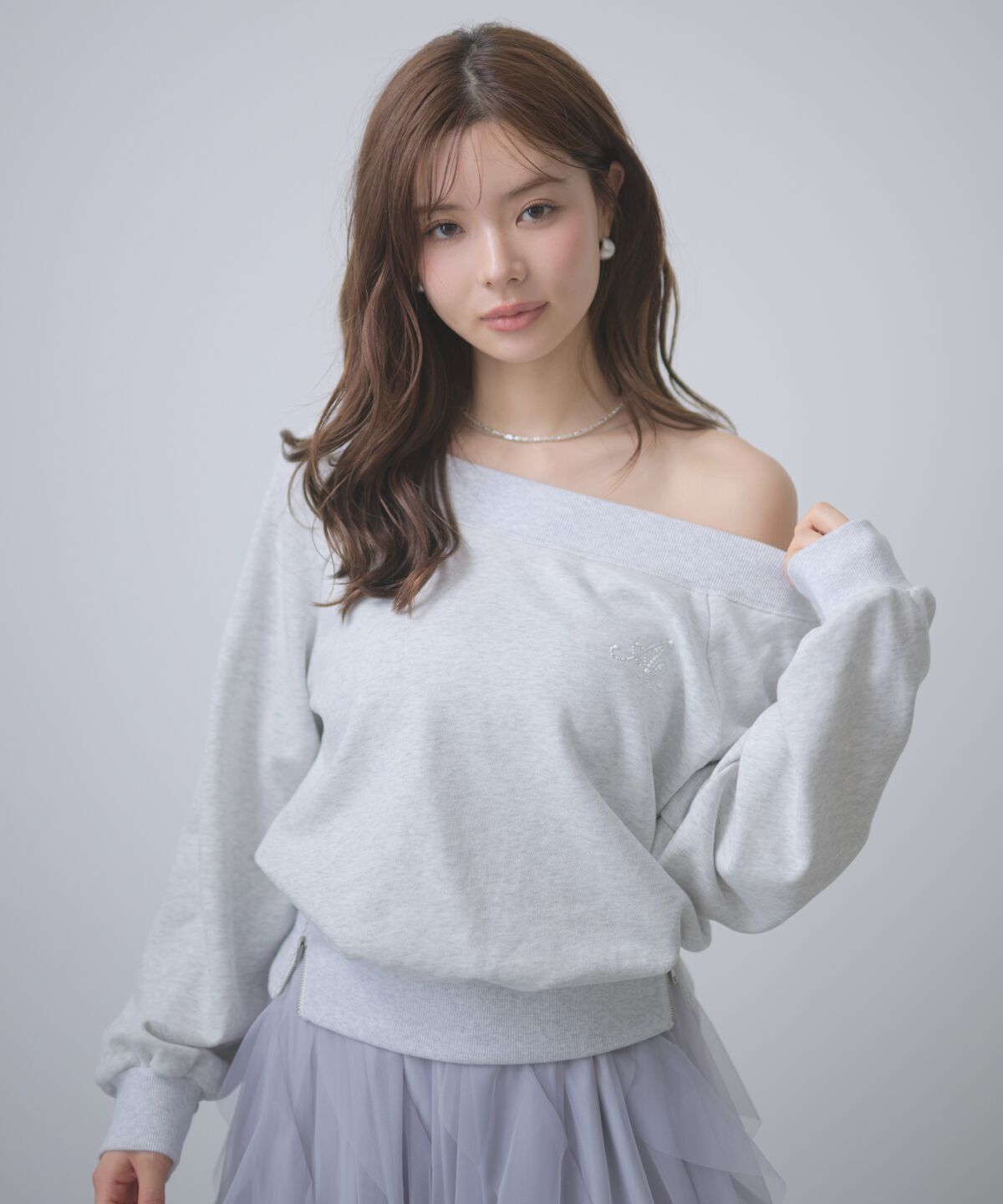 アンドクチュール「サイドジップオフショルスウェットプルオーバー」|Tシャツ・カットソー|