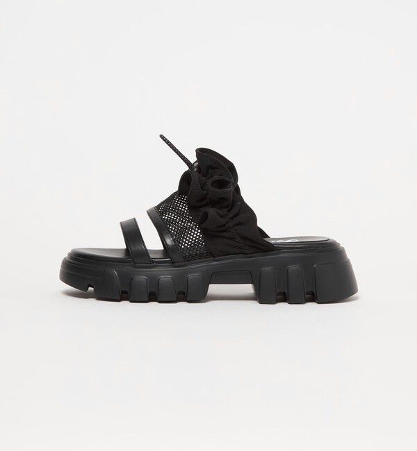 SY UNITED ARROWS「＜SY＞フリルメッシュ サンダル50」|サンダル|BLACK