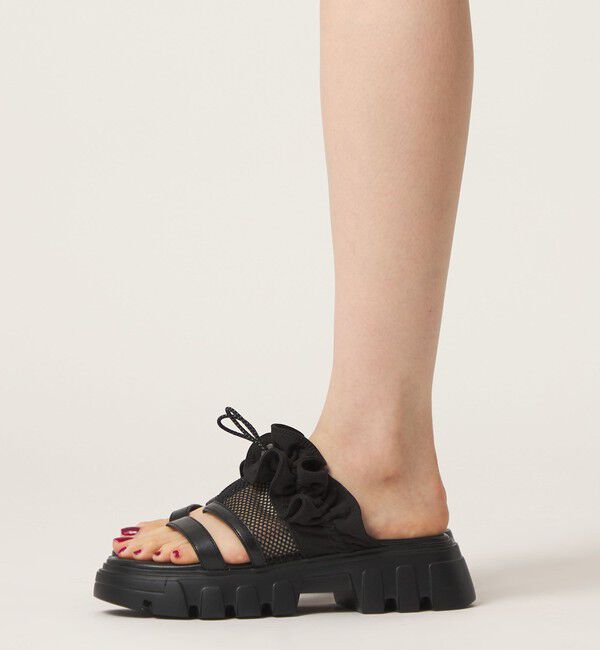 SY UNITED ARROWS「＜SY＞フリルメッシュ サンダル50」|サンダル|