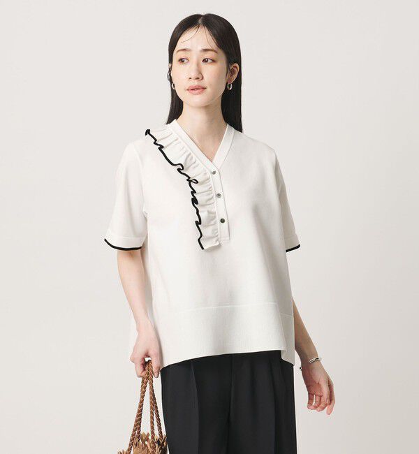 ユナイテッドアローズ　ミニマルフリル　ショートスリーブニット ミニマル フリル ショートスリーブ ニット（UNITED ARROWS）｜ルミネの