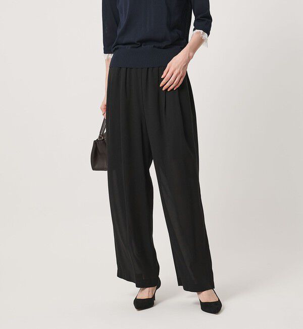 UNITED ARROWS「シアー ギャザー イージーパンツ」|その他|BLACK