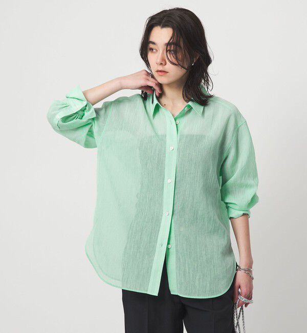 UNITED ARROWS green label relaxing「［size SHORTあり］ラミーライク ロングスリーブシャツ 通気性」|シャツ・ブラウス|LIME