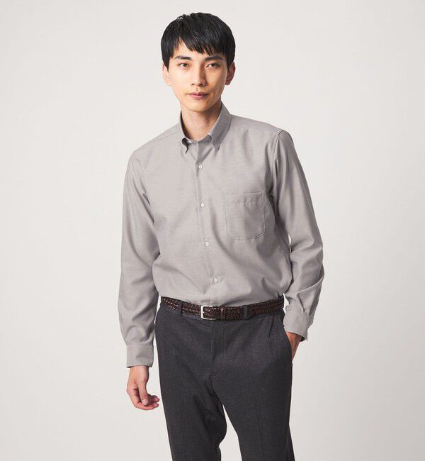 UNITED ARROWS green label relaxing「エブリット コットンオックス ソリッド スナップ ボタンダウン シャツ -イージーアイロン-」|シャツ・ブラウス|BEIGE