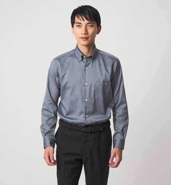 UNITED ARROWS green label relaxing「エブリット コットンオックス ソリッド スナップ ボタンダウン シャツ -イージーアイロン-」|シャツ・ブラウス|COBALT