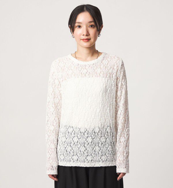 UNITED ARROWS green label relaxing「【WEB限定】＜at ease＞レース プルオーバー カットソー」|Tシャツ・カットソー|