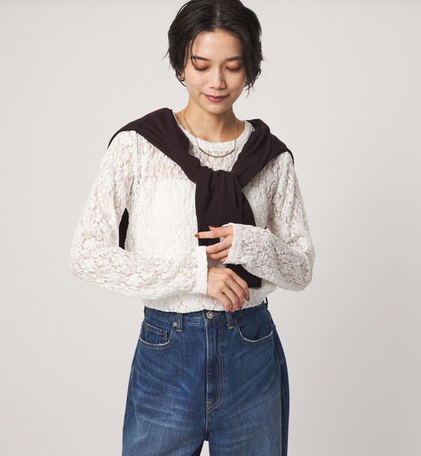 UNITED ARROWS green label relaxing「【WEB限定】＜at ease＞レース プルオーバー カットソー」|Tシャツ・カットソー|