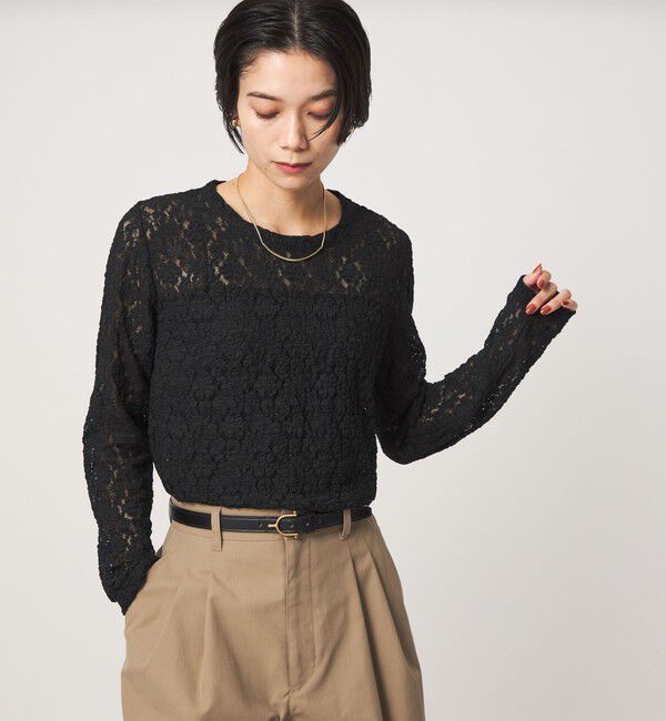 UNITED ARROWS green label relaxing「【WEB限定】＜at ease＞レース プルオーバー カットソー」|Tシャツ・カットソー|