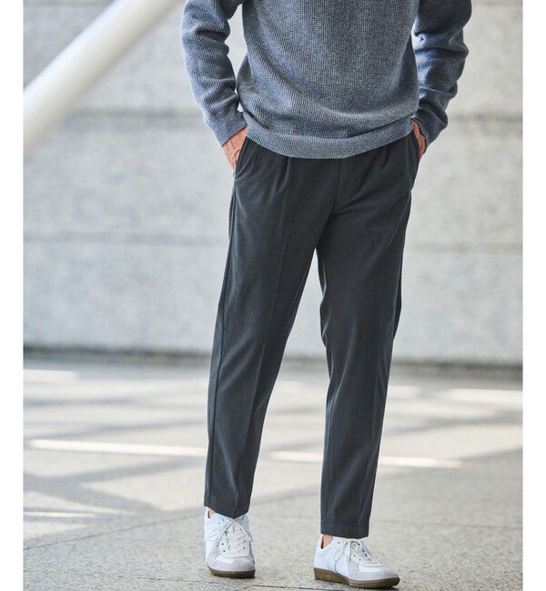 UNITED ARROWS green label relaxing「【WEB限定】JUST fit コーデュロイ 1プリーツ イージーパンツ」|チノ|DK.GRAY