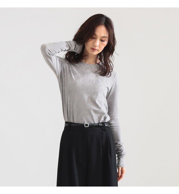 Demi-Luxe BEAMS 「トリアセテート クルーネック ベロア Tシャツ」|Tシャツ・カットソー|