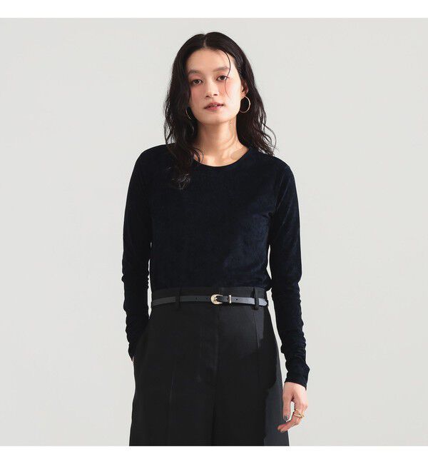 Demi-Luxe BEAMS 「トリアセテート クルーネック ベロア Tシャツ」|Tシャツ・カットソー|