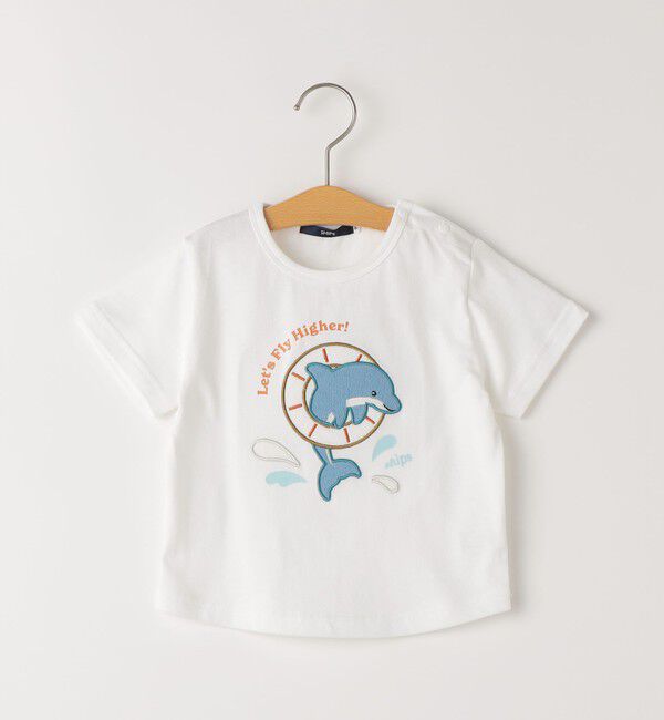 SHIPS KIDS「SHIPS KIDS:80～90cm / イルカ モチーフ ベビー Tシャツ」|Tシャツ・カットソー|オフホワイト