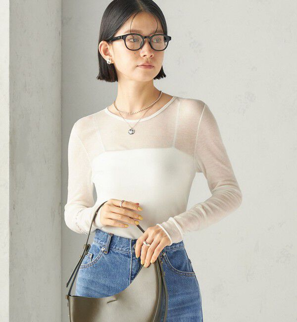SHIPS for women「《予約》〈手洗い可能〉カシミヤ混 シアー テレコ プルオーバー」|Tシャツ・カットソー|
