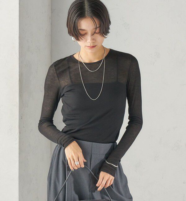 SHIPS for women「《予約》〈手洗い可能〉カシミヤ混 シアー テレコ プルオーバー」|Tシャツ・カットソー|