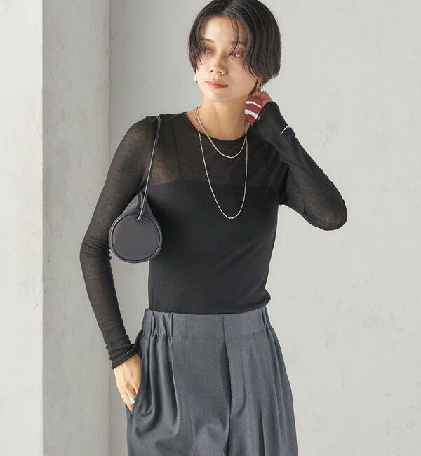 SHIPS for women「《予約》〈手洗い可能〉カシミヤ混 シアー テレコ プルオーバー」|Tシャツ・カットソー|