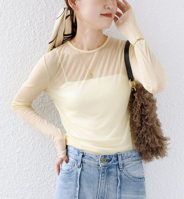 SHIPS for women「《予約》〈手洗い可能〉カシミヤ混 シアー テレコ プルオーバー」|Tシャツ・カットソー|クリーム