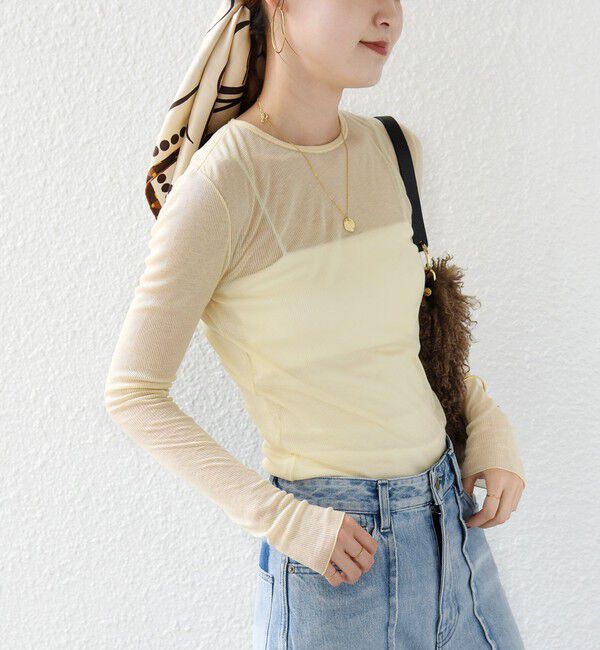 SHIPS for women「《予約》〈手洗い可能〉カシミヤ混 シアー テレコ プルオーバー」|Tシャツ・カットソー|