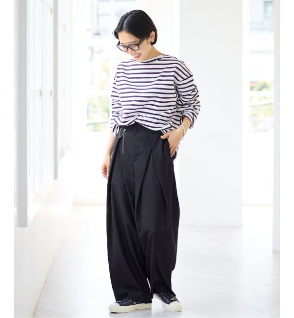 IENA「ウールMIXタックワイドパンツ」|スラックス|